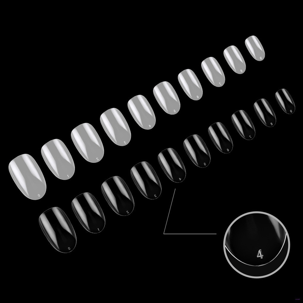 (Hàng Mới Về) Set 500 Móng Tay Giả Trong Suốt Hình Oval Tự Nhiên