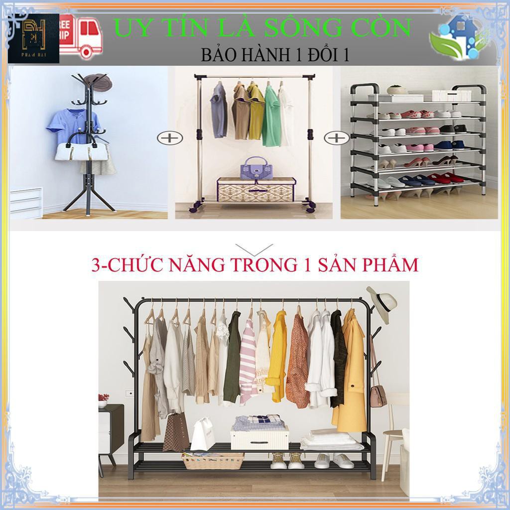 KỆ GIÁ TREO QUẦN ÁO MẪU MỚI 3TRONG 1  ĐỂ GIÀY CÓ MẪU TREO MŨ, GIÀN PHƠI QUẦN ÁO GẤP GỌN
