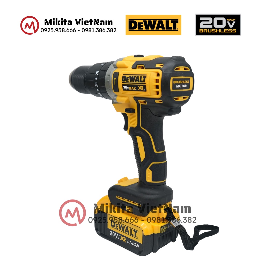 Máy Khoan Pin DeWaLT 20V Động Cơ Không Chổi Than, Đầu Auto Lock Thép 13mm