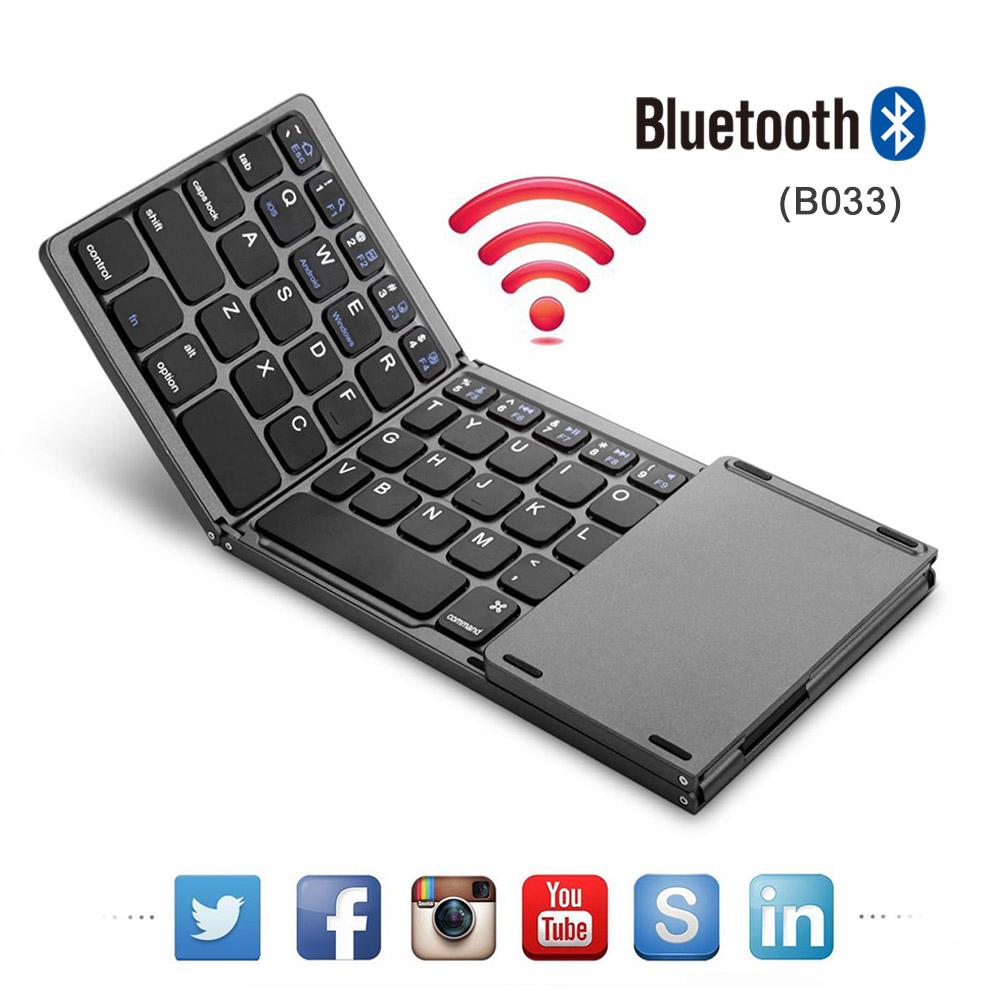 TZ B033 Bàn phím sạc USB mini Bàn phím không dây có thể gập lại Bluetooth với Bàn di chuột