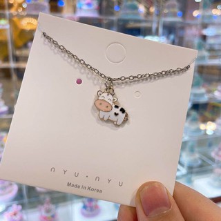Dây Chuyền Mặt Hình Chú Bò Sữa Trái Tim Dễ Thương Phong Cách Hàn Quốc Thời Trang Cho Nam Và Nữ