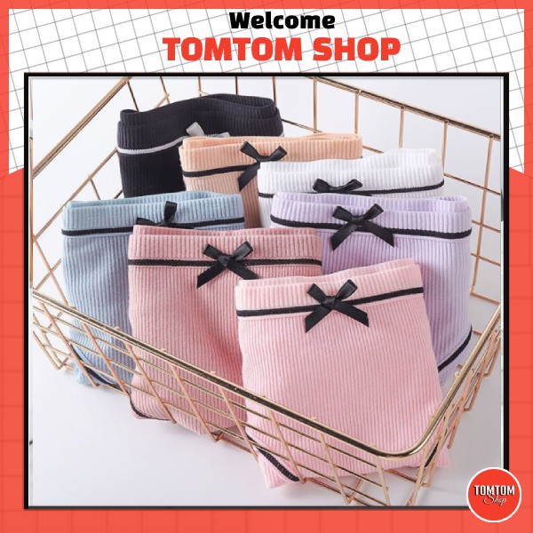 Quần Lót Chip Nữ Cotton Đính nơ dễ thương màu trơn kháng khuẩn QL34