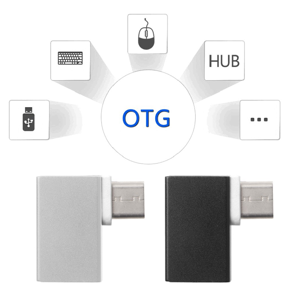 Thiết bị chuyển đổi đầu Type C góc 90 độ sang USB 3.0 OTG chuyên dụng cho Macbook Android