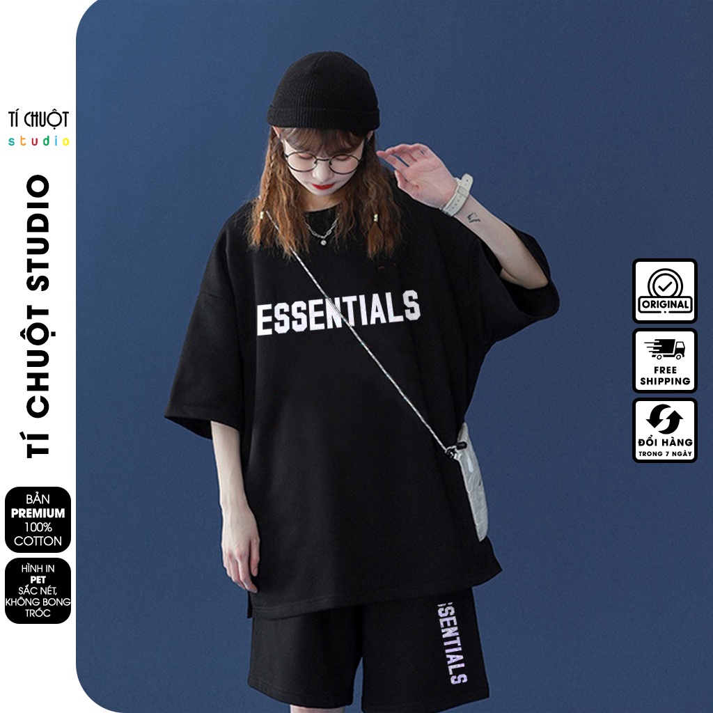 Bộ quần áo nam nữ Essentials , set bộ thể thao unisex cotton mặc nhà mùa hè - Tí Chuột Studio