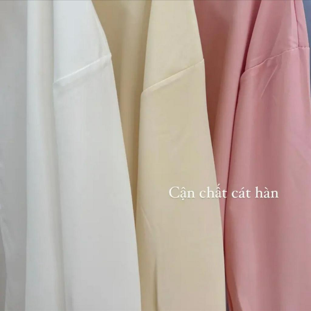 Áo sơ mi lụa form rộng dài tay tông màu pastel - áo sơ mi hot trend_23254