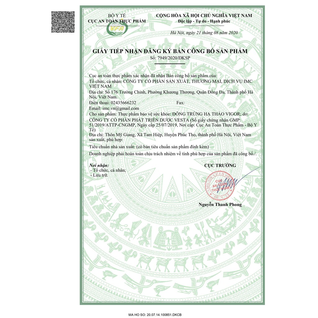 Đông trùng hạ thảo sấy thăng hoa cao cấp hộp 15g Vigor Toàn Tâm