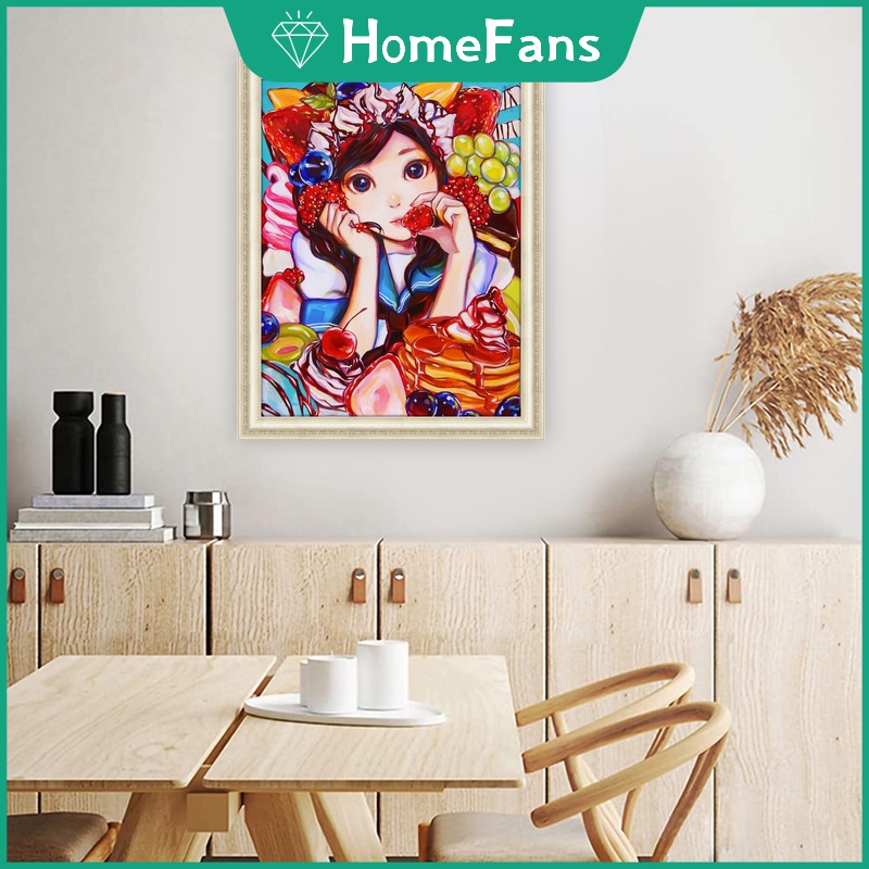 Bộ Tranh Đính Đá 5D Tự Làm 30x40cm / 40x50cm Hình Cô Gái Kẹo Ngọt Trang Trí Nhà Cửa