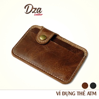 Ví đựng thẻ ATM da bò thật 100% có nút bấm nhỏ gọn tiện lợi bền đẹp - Dza leather