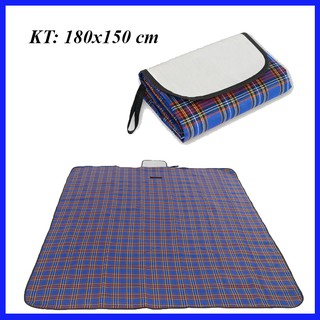 Thảm picnic, dã ngoại, thảm du lịch Chống thấm nước, họa tiết caro, gấp gọn tiện lợi kích thước 180*150 cm
