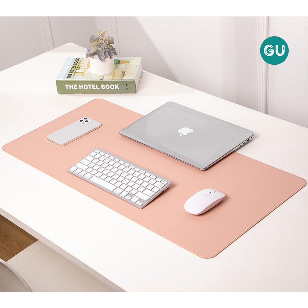 Thảm Da Deskpad May Chỉ 2 Mặt Tấm Lót Bàn Làm Việc Khâu Chỉ Bo Viền Mềm Mịn Chống Nước 40x80cm