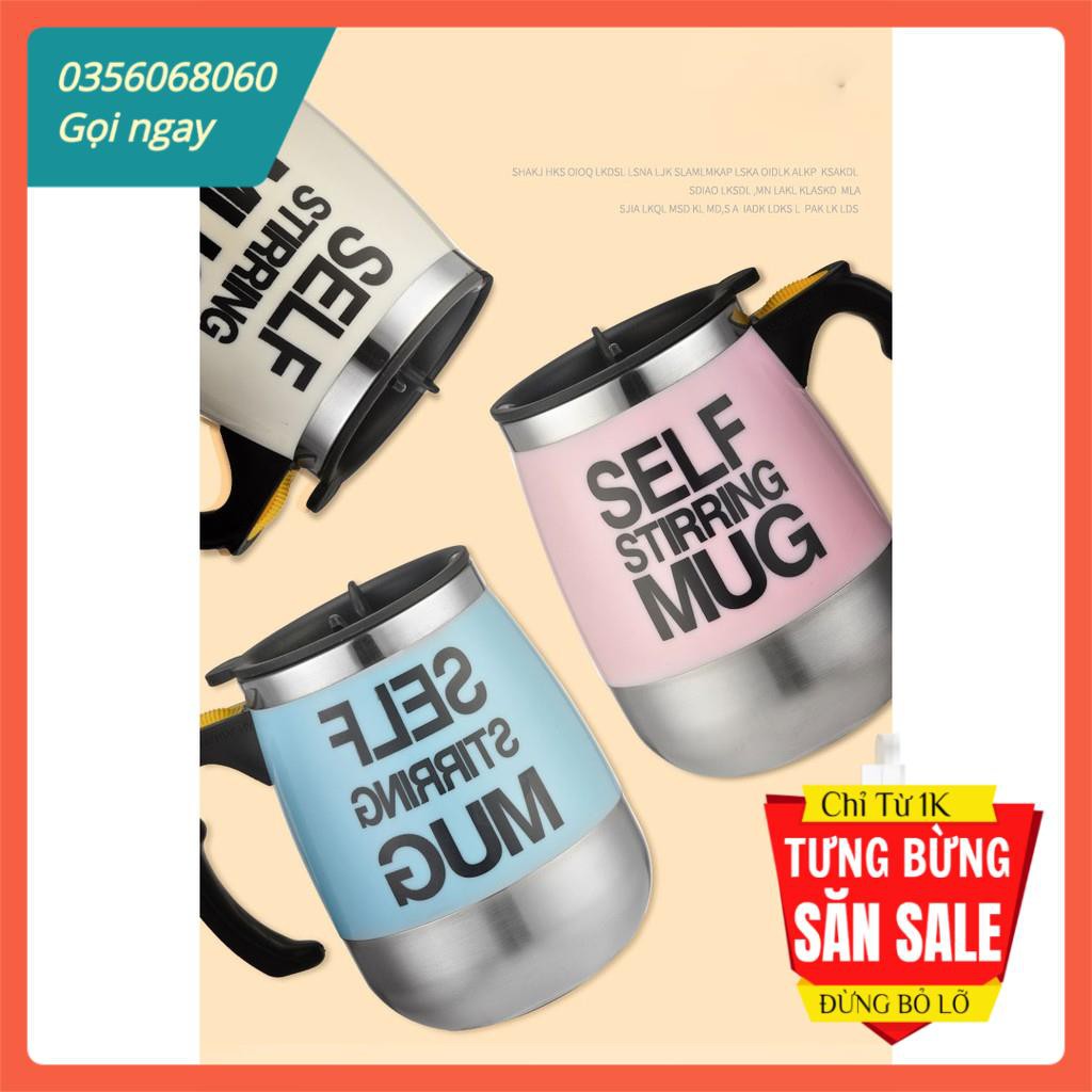 ⚡GIÁ HỦY DIỆT⚡Ly cốc Inox Self stirring mug tự khuấy thông minh dùng pin 6x8,5x13,5cm 450ml (Chọn màu)