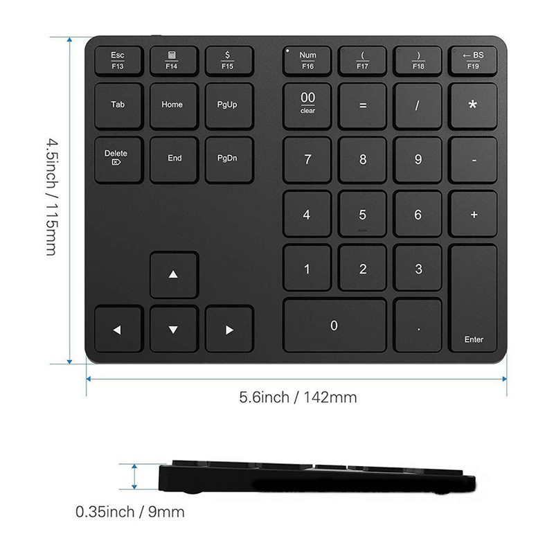 [New]Aluminum Alloy Bluetooth Wireless Numeric Keypad 35 Keys Digital Keyboard for Accounting Teller Windows IOS Mac OS Android PC Tablet Laptop (Gray)