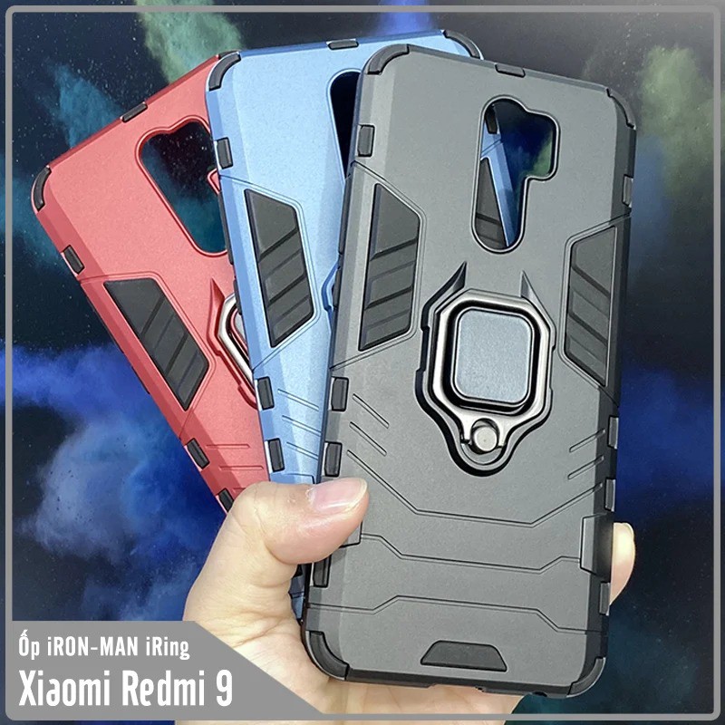 Ốp lưng cho Xiaomi Redmi 9 iRON - MAN IRING Nhựa PC cứng viền dẻo chống sốc