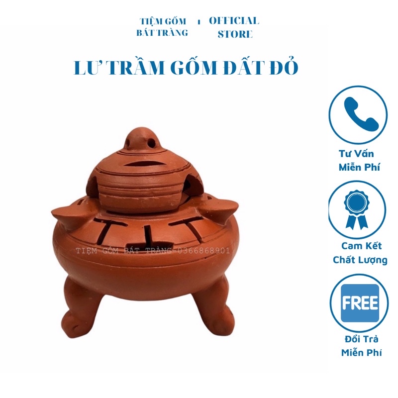 Lư gốm đốt trầm gốm chuẩn Bát Tràng