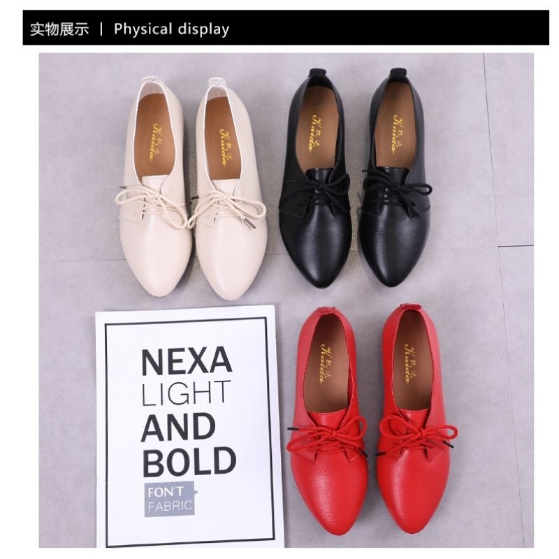 Giày Bệt Nữ, Giày Búp Bê Da Mũi Nhọn Thời Trang Mery Shoes Cực Xinh Có Dây Buộc - MBS182 | BigBuy360 - bigbuy360.vn