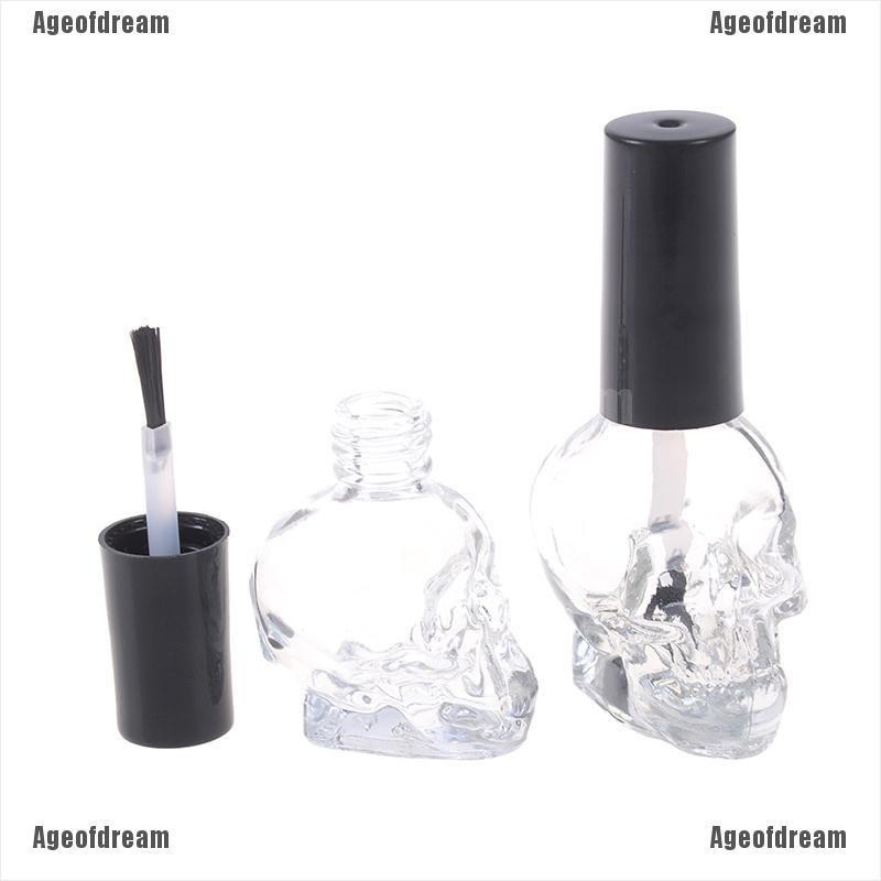 Lọ Thủy Tinh Rỗng Trong Suốt Hình Đầu Lâu 10 / 15ml Đựng Nước Sơn Móng Tay