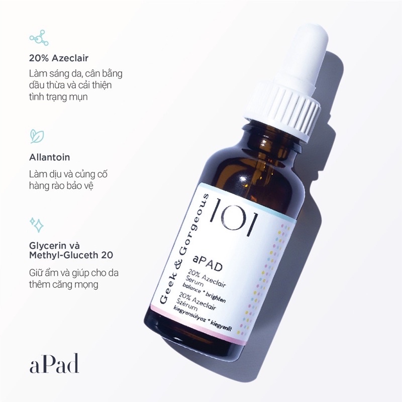 Tinh chất làm đều màu da và kiềm dầu aPAD chứa Azelaic Acid