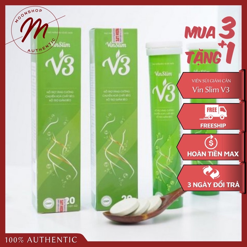 [Mua 3 Tang1] viên sủi giảm cân Vinslim V3 Chính Hãng