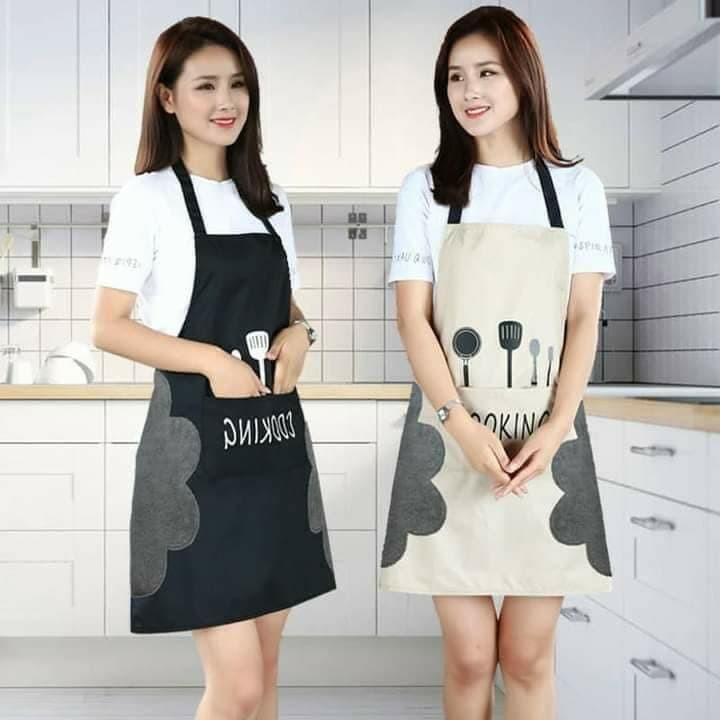 Tạp dề pha chế mẫu Cooking Hoa Thỏ Có miếng chùi tay với nhiều màu và họa tiết đáng yêu Tạp dề chống nước