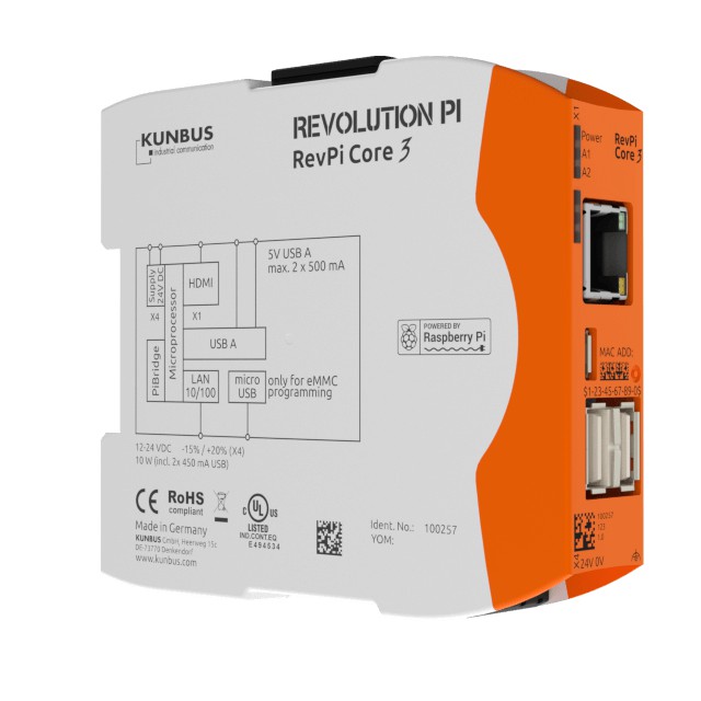 Revpi Core 3 (Bộ nhớ 4GB) - Máy tính công nghiệp Revolution Pi trên nền tảng Raspberry Pi