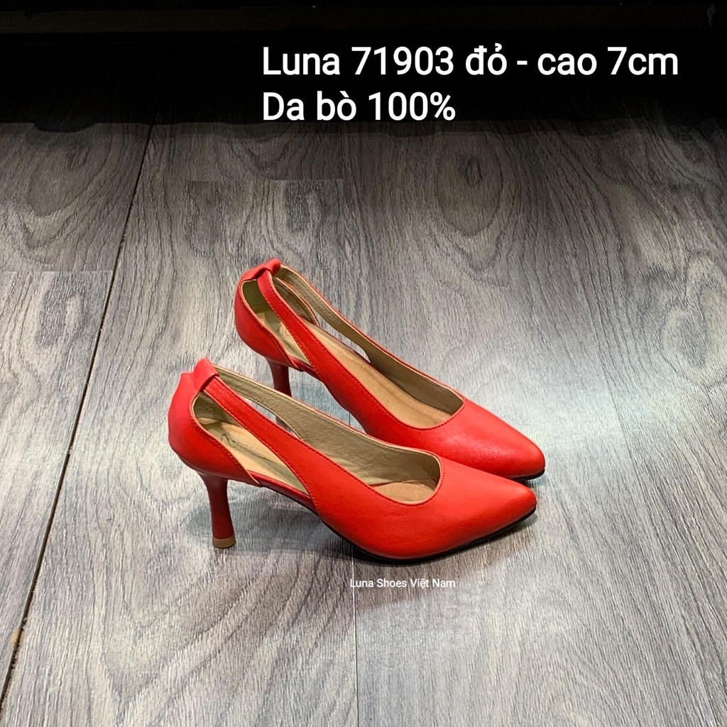 Giày cao gót nữ 7p LUNASHOES 71903 giày da bò thật nữ bảo hành 2 năm 1 đổi 1 thời trang hàng hiệu giầy trung niên