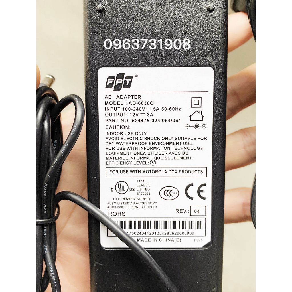 Nguồn 12V-3A hàng nguyên bản FPT cung cấp