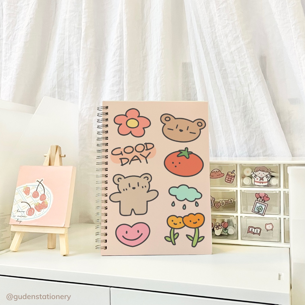 Sổ tay cỡ A5 gấu hồng dễ thương 120 trang_Guden Stationery