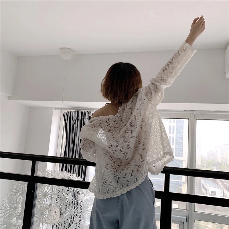 Áo Khoác cardigan Ren Mỏng Tay Dài Dáng Rộng Thời Trang Mùa Hè Dành Cho Nữ
