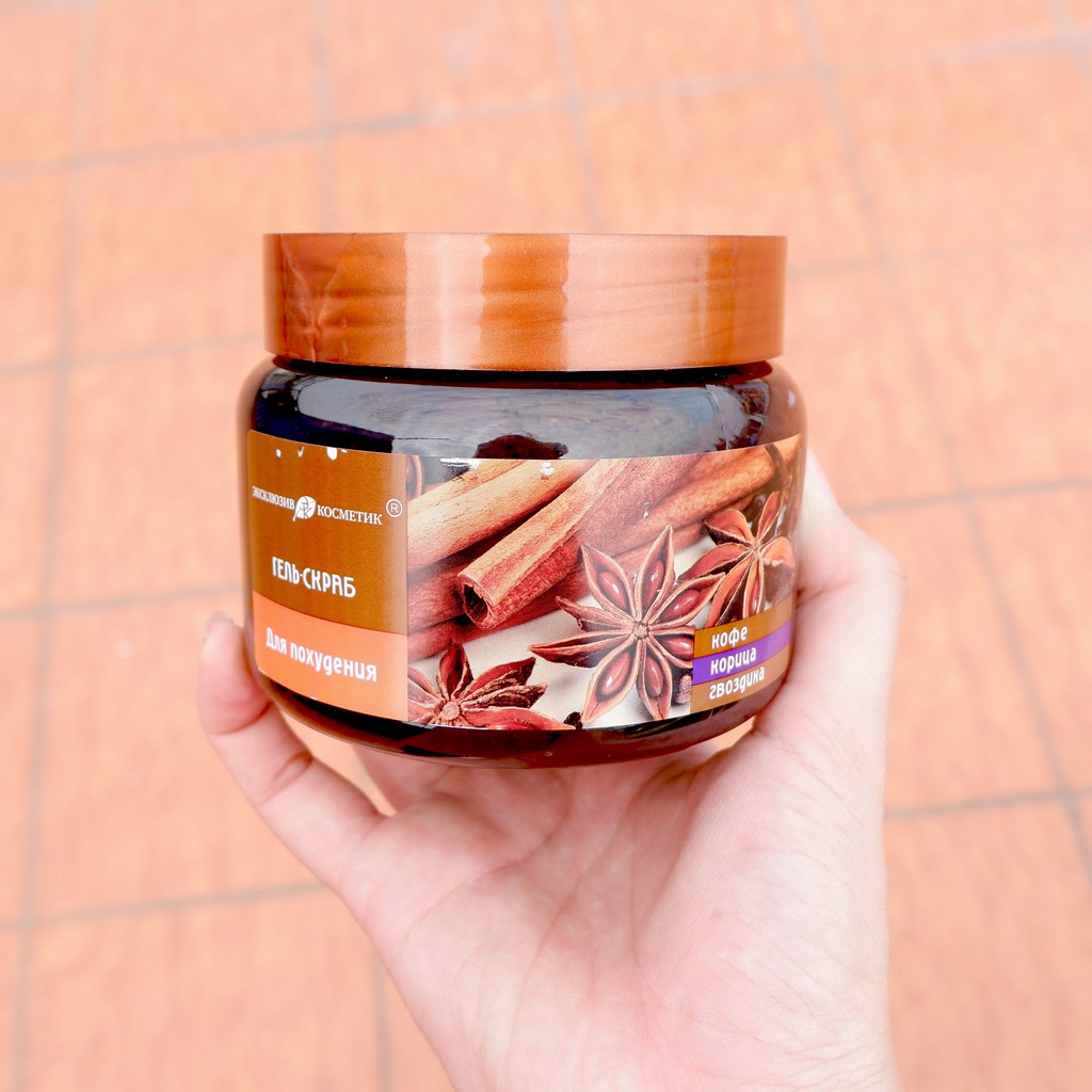 Gel tẩy da chết, kem dưỡng da chiết suất quế hồi và cafe Exclusive Cosmetics làm chắc da Nga 380ML NPP Tidio88