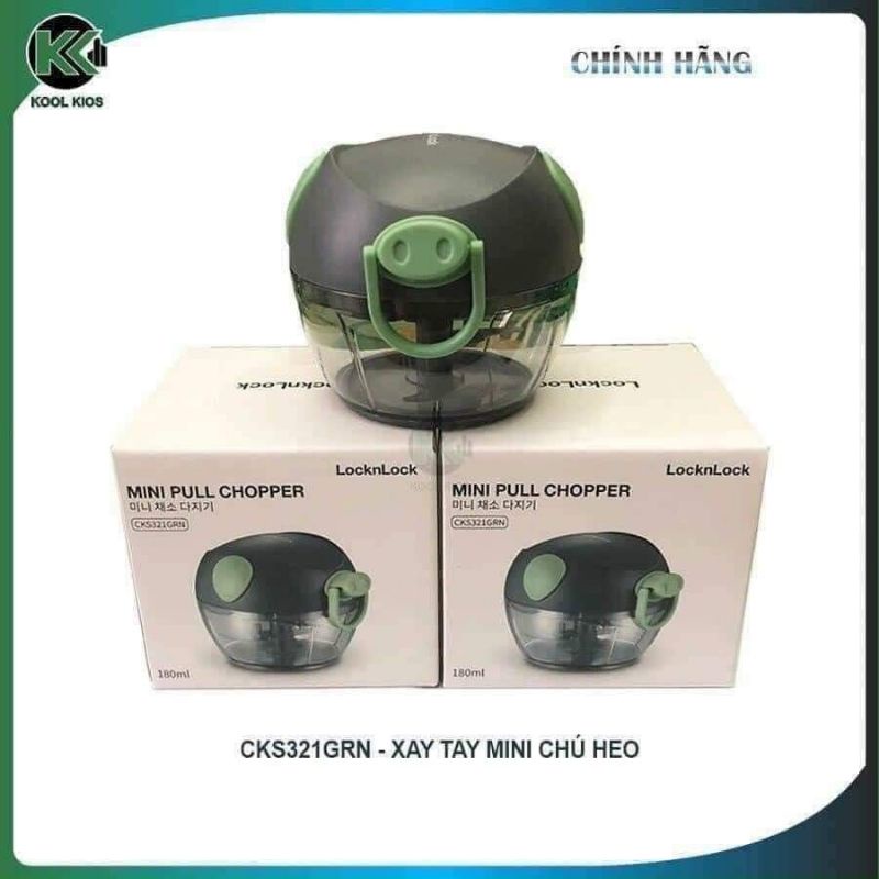 Máy xay tỏi ớt, xay đồ ăn dặm Lock&Lock hình con heo cầm tay mini chính hãng