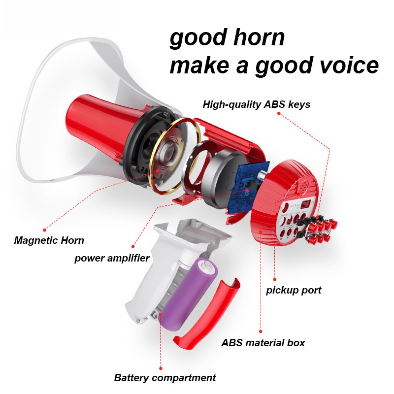 Loa phóng thanh cầm tay JESSE công suất 30W kết nối bluetooth tích hợp pin sạc cực trâu. Hàng Chính Hãng.