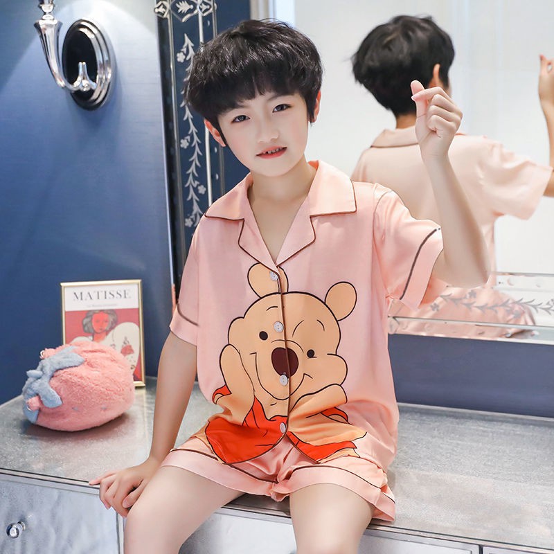 Doraemon Set pijama vải lụa mỏng thoáng mát xinh xắn cho bé trai