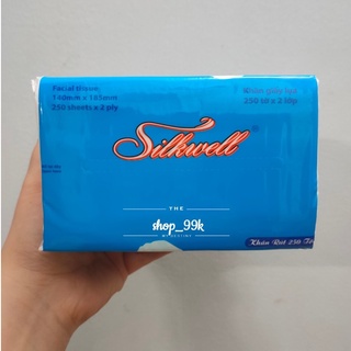 Khăn giấy lụa giấy ăn rút Silkwell 2 lớp gói 250 tờ 14x18.5cm chính hãng