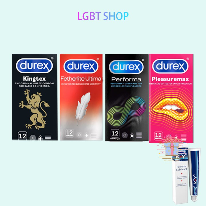 [Sỉ durex][COMBO] 4 hộp Bao cao su Durex TẶNG 1 Gel bôi trơn KY