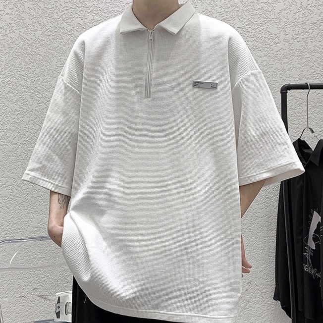 Áo Thun polo Ngắn Tay Dáng Rộng Thời Trang Mùa Hè Đơn Giản Cỡ Lớn M-5XL Cho Nam