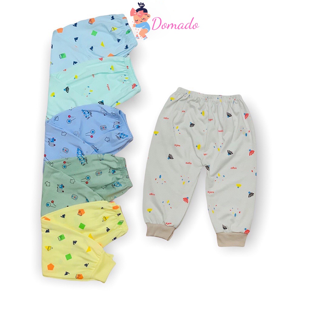 Quần dài quần chục cotton bo gấu cạp thường họa tiết nhỏ xinh đáng yêu cho bé trai bé gái DOMADO