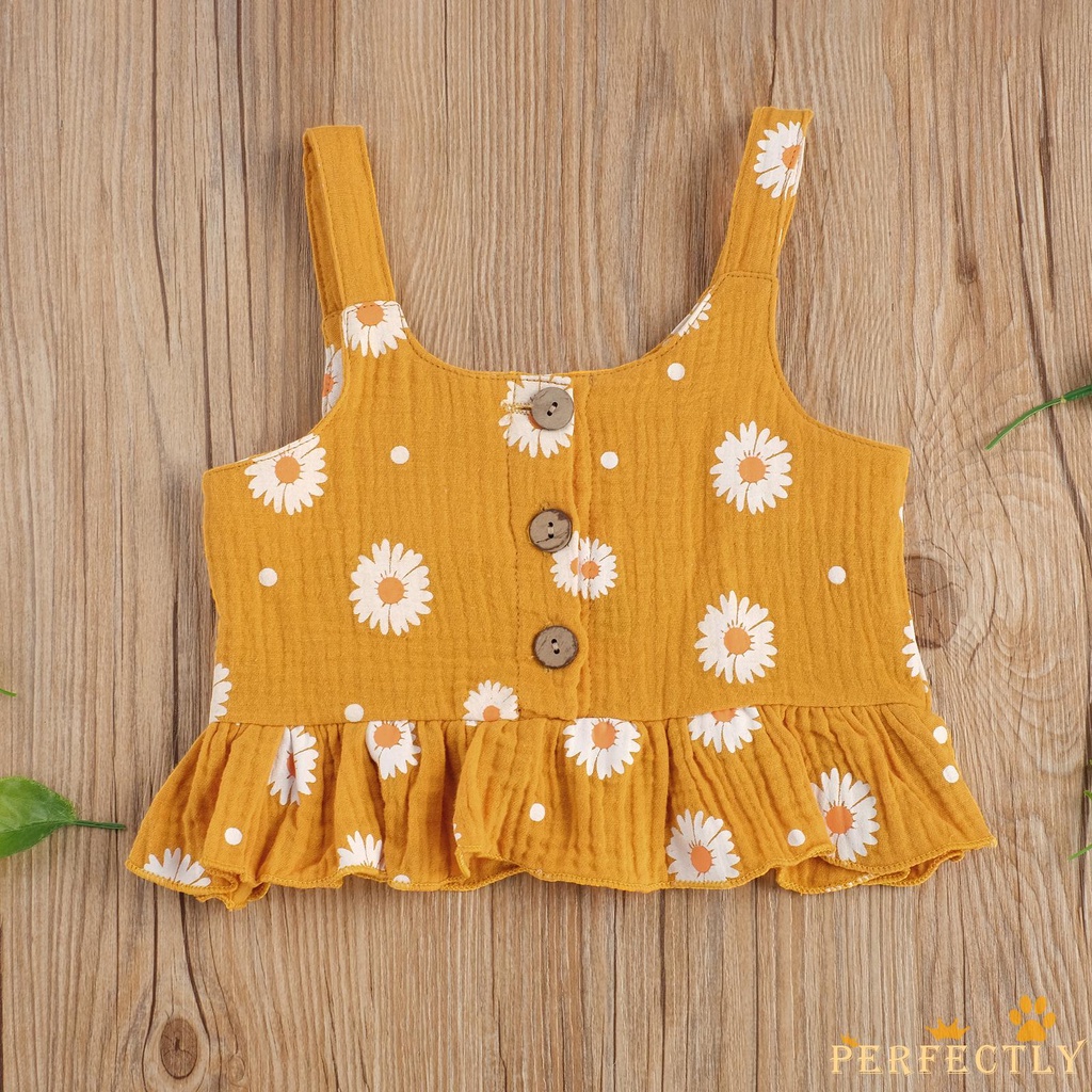 Set đồ 2 món họa tiết hoa dễ thương cho bé gái 0-5 tuổi