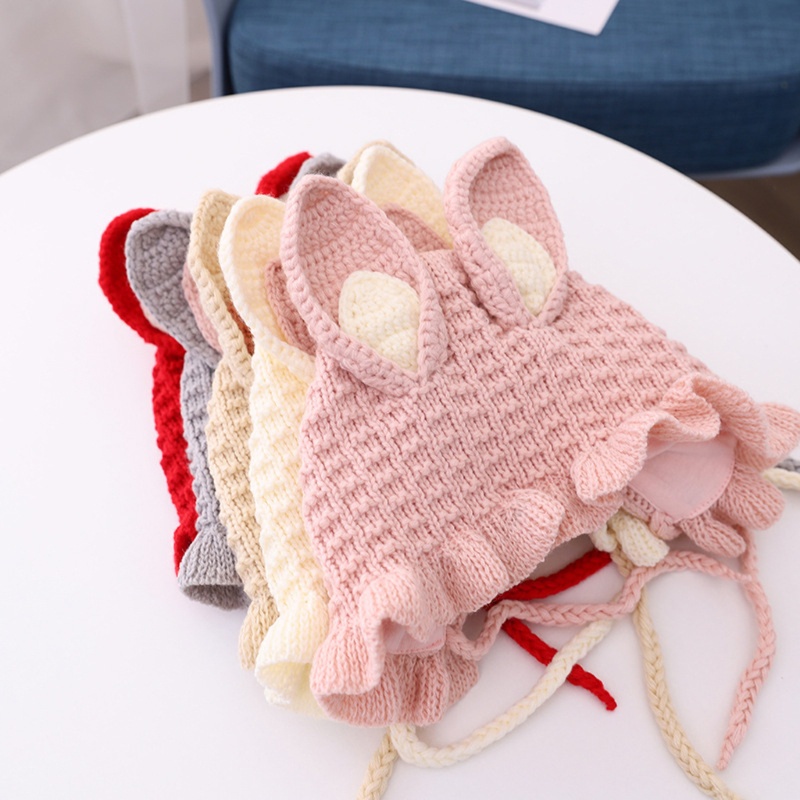 Nón Len Tai Thỏ Dễ Thương Giữ Ấm Mùa Đông Dành Cho Bé Gái