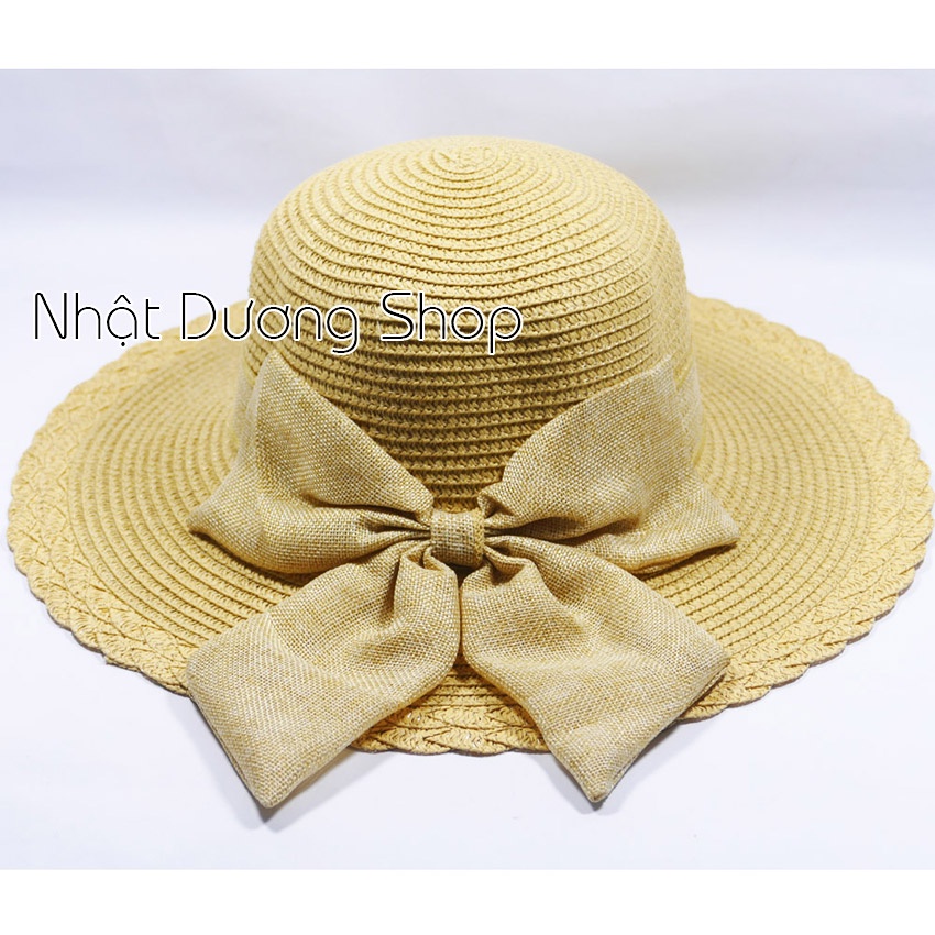 [ FREESHIP ] Mũ cói NƠ TO vành rộng 10 cm, vòng đầu 57 cm - chất liệu vải cói đẹp thích hợp cho chị em phụ nữ