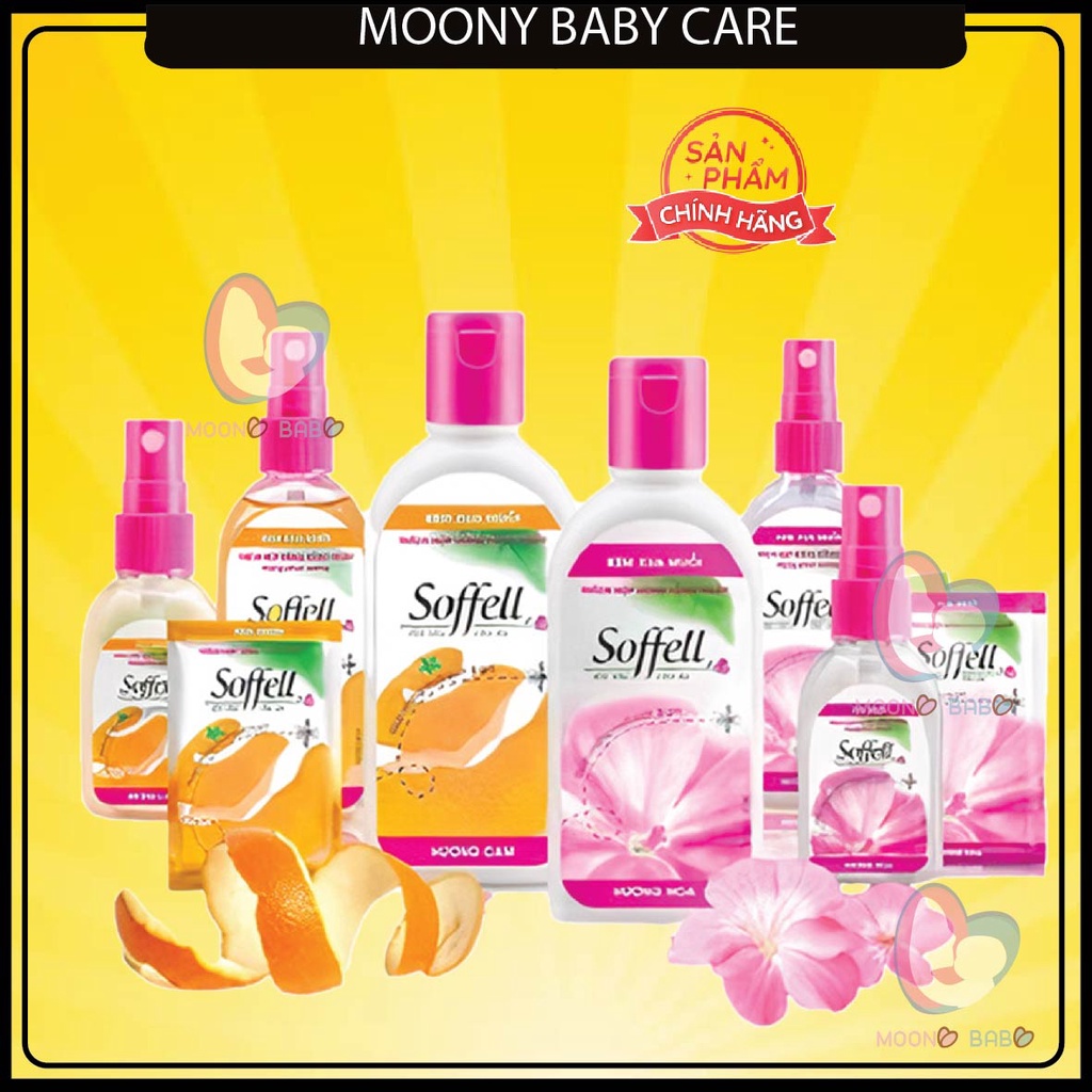 Xịt chống muỗi Soffell hiệu quả trong 8 giờ, hương hoa và hương cam, nói không với sốt xuất huyết - Moony Baby care