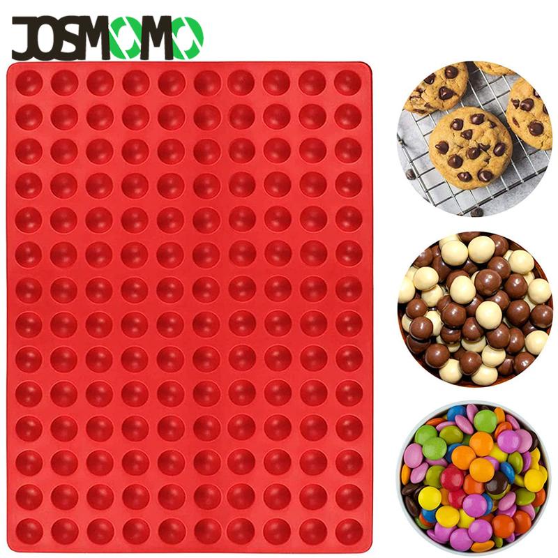 JOSMOMO Khuôn nướng bánh silicone tròn nhỏ 140 lỗ Khuôn kẹo nhỏ và Khuôn làm giọt sô cô la hình bán nguyệt bằng silicon, Khuôn silicone tròn nhỏ 140 lỗ để làm kẹo dẻo, nướng bánh, bánh quy bán cầu và kẹo, cũng có thể làm đá khối