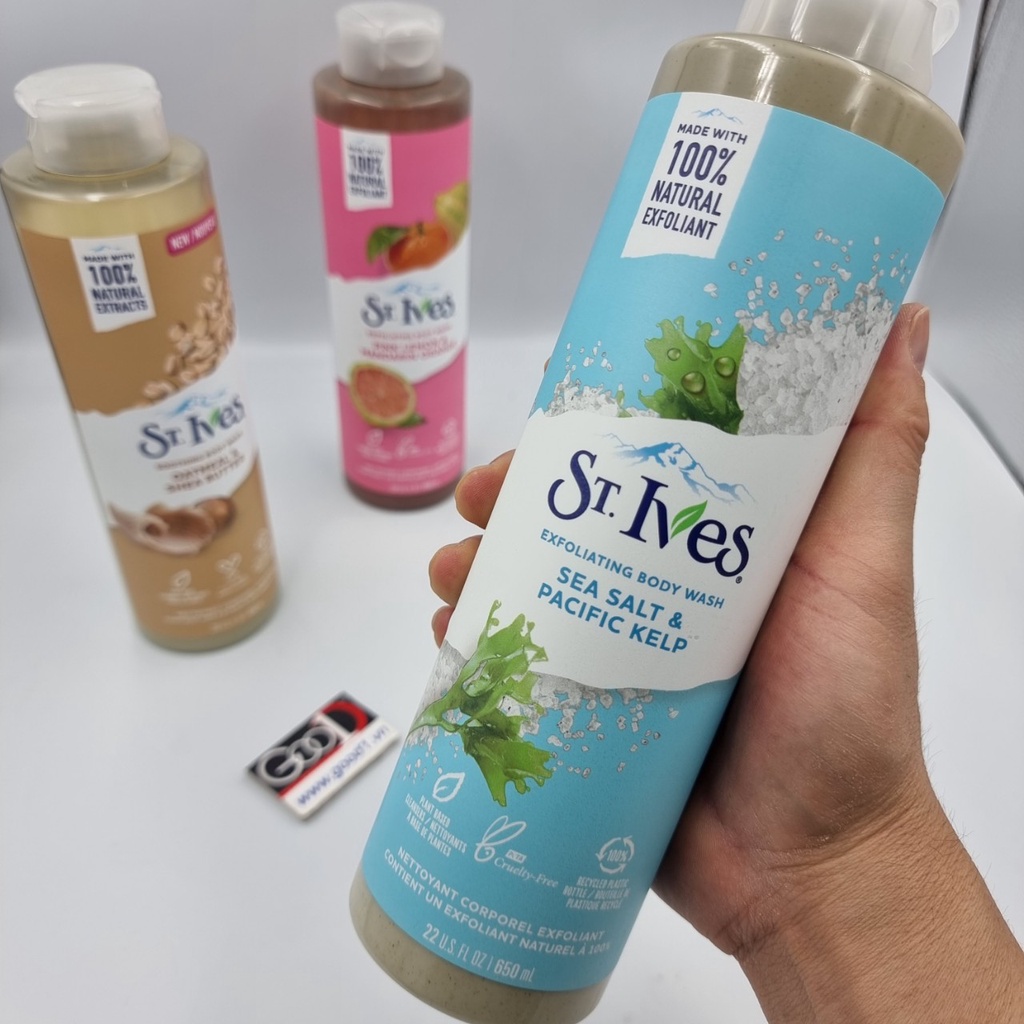 Sữa tắm ST.Ives dưỡng ẩm, tẩy tế bào chết và làm chống lão hóa da 650ml Chính Hãng