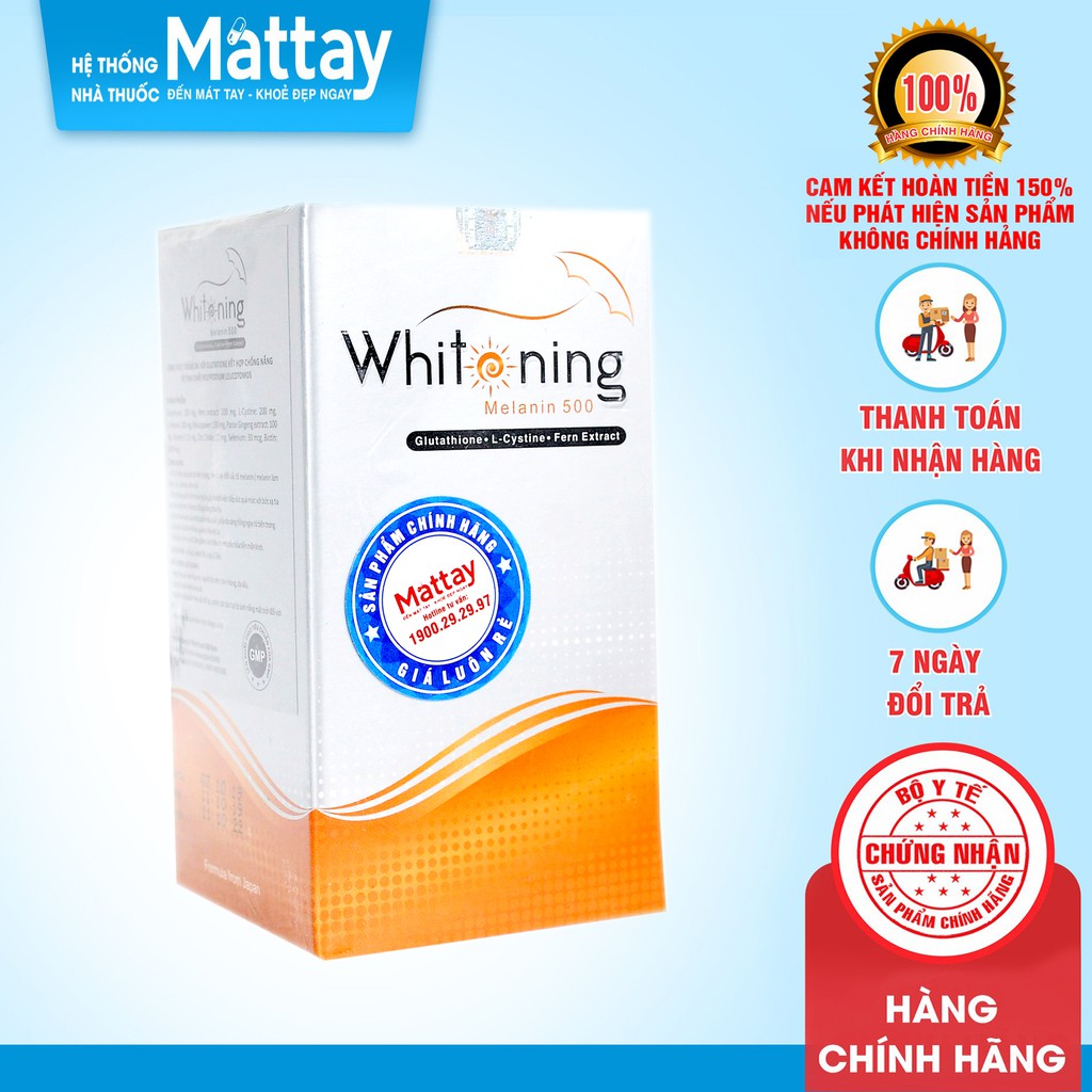 Whitening Melanin 500 Nhật Bản - Chai 60 Viên - Giúp Da Trắng Sáng, Mịn Màng | BigBuy360 - bigbuy360.vn