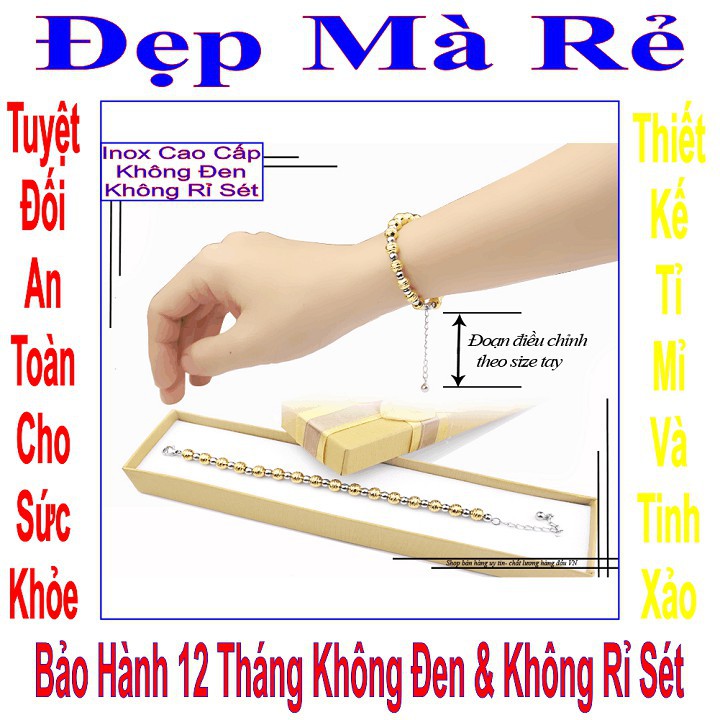 Lắc tay nữ kiểu bi và bi cách điệu màu trắng phối vàng - VTLT00061T055119-2