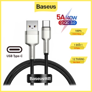 Dây sạc nhanh baseus 40w &100w 5a, usb - type c dài 1m và 2m cho smartphone android huawei xiaomi realme samsung