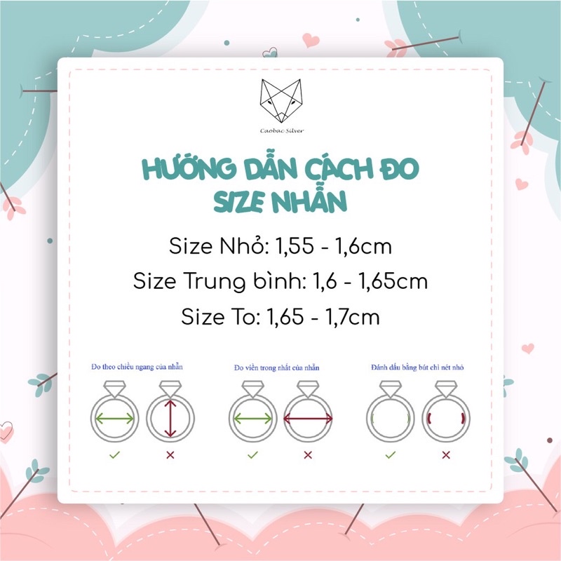 Nhẫn Nữ Bạc Ta CaoBac Silver Cho Nữ Trơn Đơn Giản Không Đá Kiểu Dáng Hai Sợi Sao