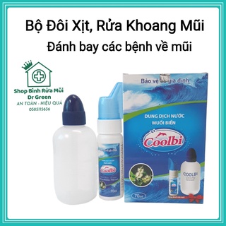 Bình rửa mũi coolbi và dung dịch nước muối biển làm sạch thông thoáng mũi