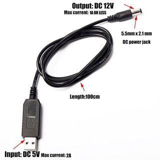 ⚡USB Barrel Male Connector Jack Power Cable Plug -1M (5V To DC 12V)