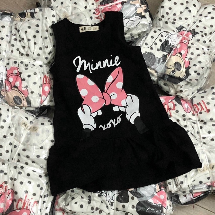 Váy đầm cho bé gái - Set 2 váy Minnie đen trắng HM cho bé gái size 2-10t