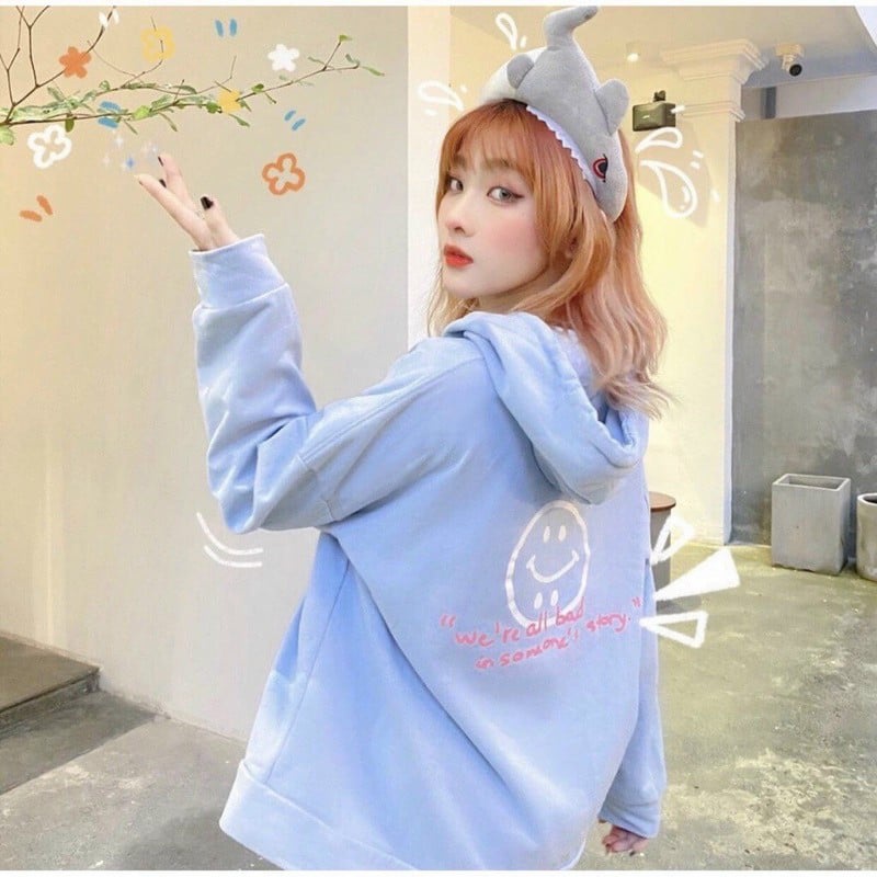 hoodie zip nữ_Áo hoodie local brand in mặt cười chất nỉ dày mềm mịn xuất xịn,áo khoác thu đông giữ ấm cực xinh